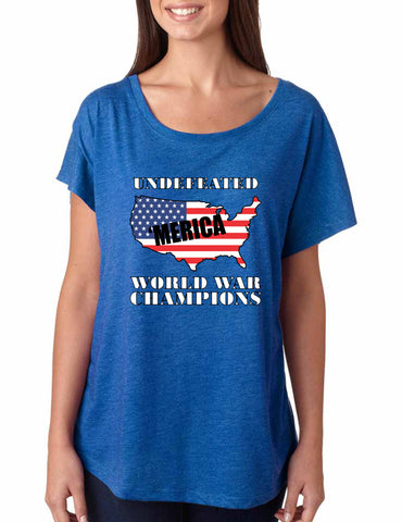 Women's Dolman Shirt Undefeated World War Champions USA