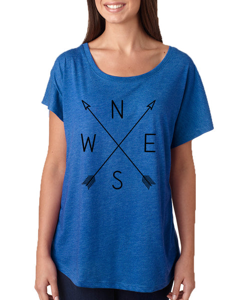 Women's Dolman Shirt Compass Arrow Cool NWSE Crossed Shirt - ALLNTRENDSHOP - 6