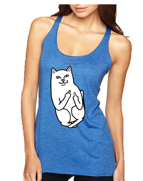 Women's Tank Top Middle Finger Cat Humor Graphic Top