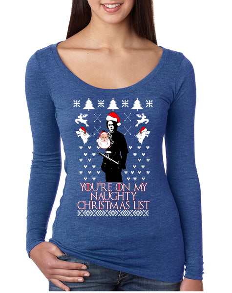 Women's Shirt My Naughty Xmas List Arya Stark Ugly Christmas