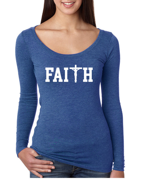 Women's Shirt Faith Print Cross Love Christian Shirt