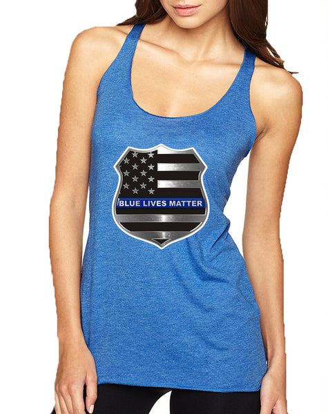 Women's Tank Top Blue Lives Matter American Flag Shirt