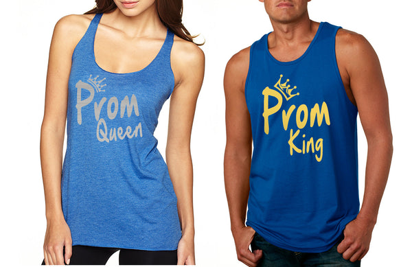 Couple Tank Top Prom Queen King Gold Silver Cool Prom Tops