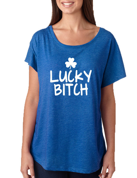 Women's Dolman Shirt Lucky B**ch Shamrock St Patrick's Top