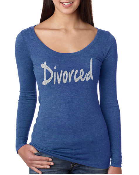 Women's Shirt Divorced Glitter Silver Print Funny Single Party