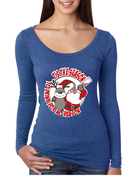 Women's Shirt Tis The Season Drink No Reason Christmas Shirt - ALLNTRENDSHOP - 4