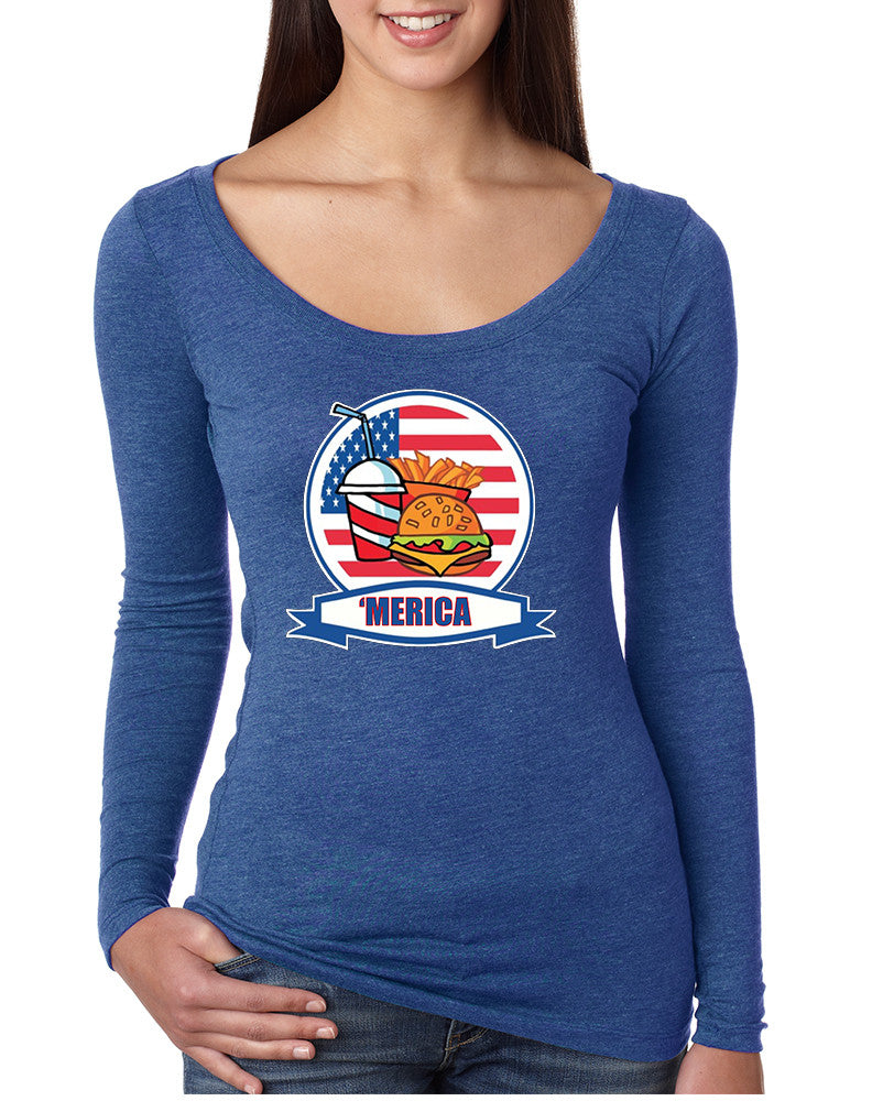 Women's Shirt Fast Food 'merica Love USA 4th Of July Tee