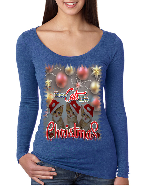 Women's Shirt These Cats Like Christmas Cute Gift Cat Lover Shirt