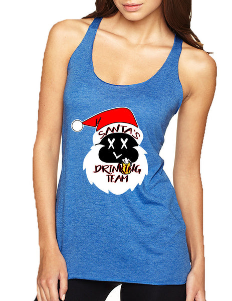 Women's Tank Top Santa's Drinking Team Funny Ugly Xmas Top - ALLNTRENDSHOP - 4