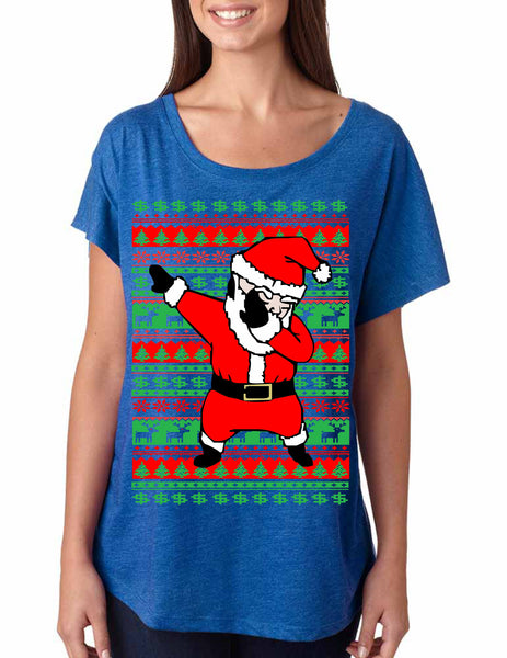 Women's Dolman Shirt Dabbing Santa Ugly Christmas Cool Top - ALLNTRENDSHOP - 6