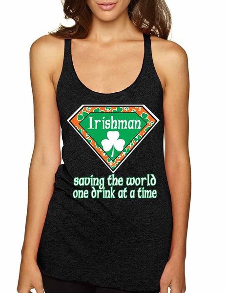 irishman saving the world st patricks women triblend tanktop - ALLNTRENDSHOP - 3