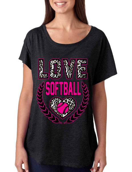Love Softball Leopard Womens Tri-Blend Dolman shirt - ALLNTRENDSHOP - 5