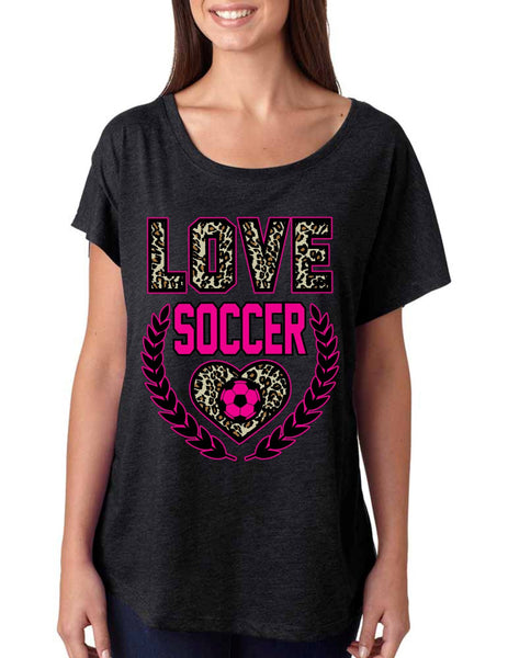 Love Soccer Leopard Womens Tri-Blend Dolman shirt - ALLNTRENDSHOP - 3