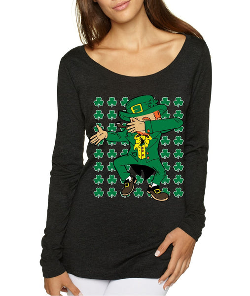 Dabbing Irish Leprechaun St patrick women longsleeve tee - ALLNTRENDSHOP