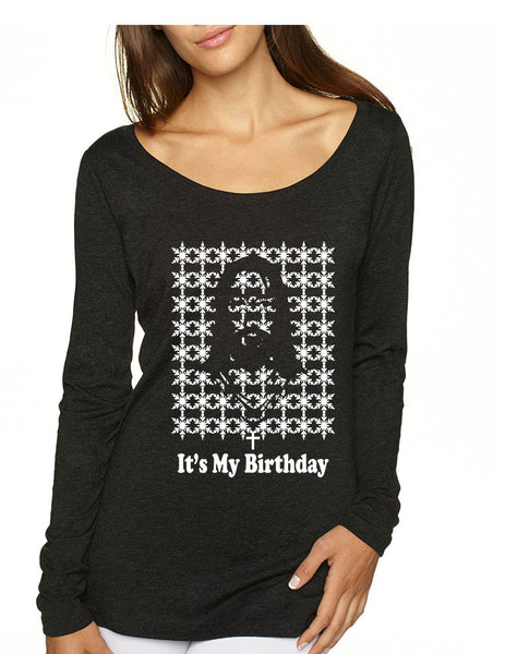 Its my birthday Jesus womens Long Sleeve Shirt - ALLNTRENDSHOP - 2