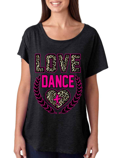 Love Dance Leopard Womens Tri-Blend Dolman shirt - ALLNTRENDSHOP - 2