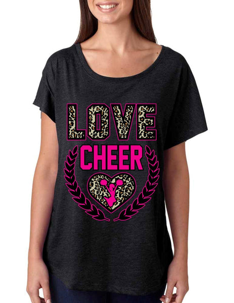 Love Cheer Leopard Womens Tri-Blend Dolman shirt - ALLNTRENDSHOP - 3