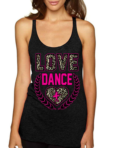 Love Dance Leopard Womens Triblend Tanktop - ALLNTRENDSHOP - 1