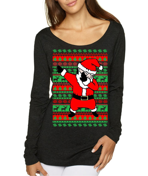 Dabbing santa ugly christmas sweater Women T-shirt - ALLNTRENDSHOP
