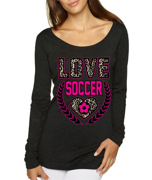 Love SoccerLeopard Womens Long Sleeve Shirt - ALLNTRENDSHOP - 3