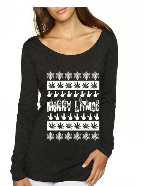 Merry Litmas bong Womens Long Sleeve Shirt - ALLNTRENDSHOP - 2