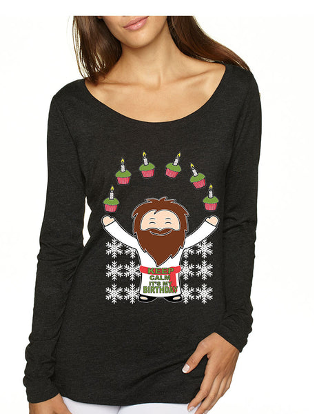 happy birthday Jesus women's Long Sleeve Shirt - ALLNTRENDSHOP
