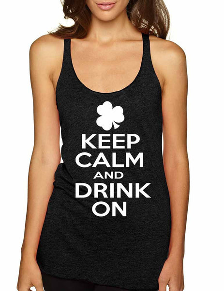 Keep calm and drink on women triblend tanktop - ALLNTRENDSHOP - 2