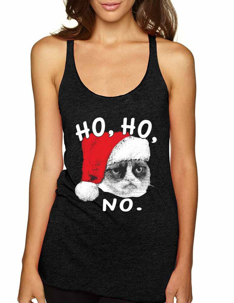HO HO NO Grumpy cat Women's Triblend Tanktop - ALLNTRENDSHOP