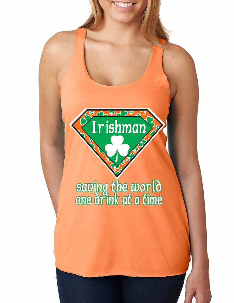 irishman saving the world st patricks women triblend tanktop - ALLNTRENDSHOP - 4