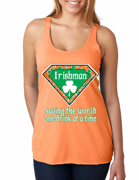 irishman saving the world st patricks women triblend tanktop - ALLNTRENDSHOP - 4