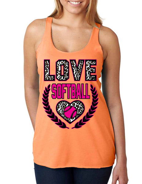 Love Softball Leopard Womens Triblend Tanktop - ALLNTRENDSHOP - 3
