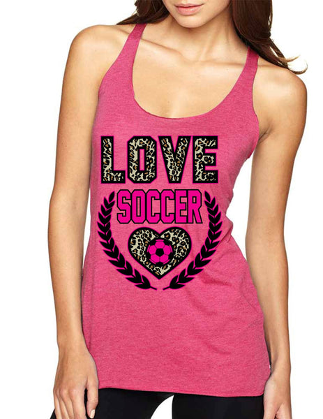 Love Soccer Leopard Womens Triblend Tanktop - ALLNTRENDSHOP - 3