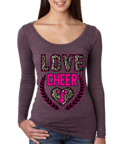 Love Cheer Leopard Womens Long Sleeve Shirt - ALLNTRENDSHOP - 4