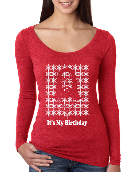 Its my birthday Jesus womens Long Sleeve Shirt - ALLNTRENDSHOP - 3