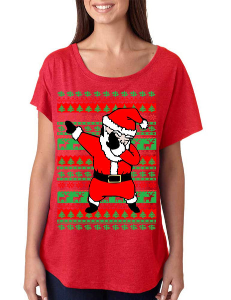 Dabbing santa ugly christmas sweater womens tri-blend dolman shirt - ALLNTRENDSHOP