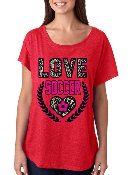 Love Soccer Leopard Womens Tri-Blend Dolman shirt - ALLNTRENDSHOP - 4