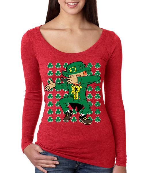 Dabbing Irish Leprechaun St patrick women longsleeve tee - ALLNTRENDSHOP
