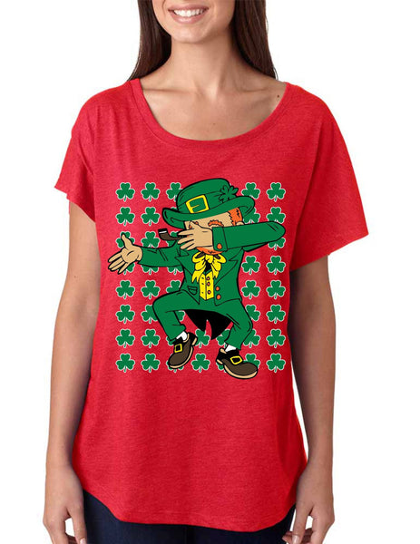 Dabbing Irish Leprechaun St patrick triblend dolman shirt - ALLNTRENDSHOP