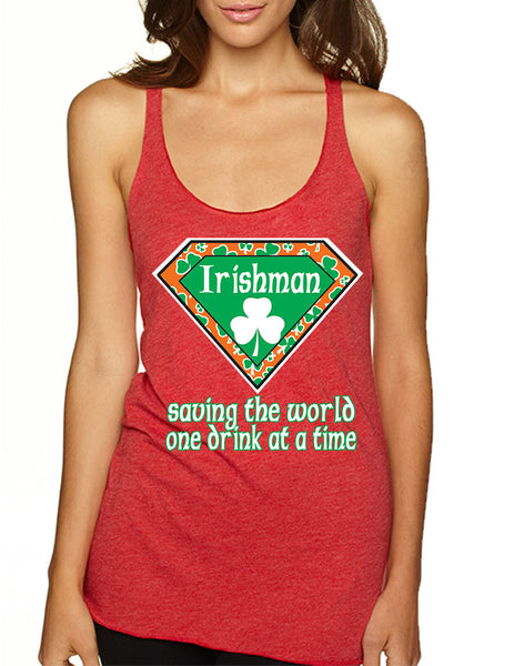 irishman saving the world st patricks women triblend tanktop - ALLNTRENDSHOP - 5