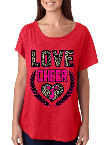 Love Cheer Leopard Womens Tri-Blend Dolman shirt - ALLNTRENDSHOP - 4
