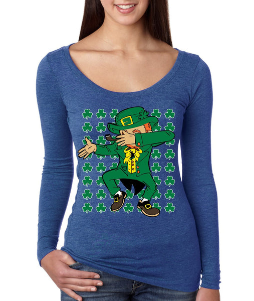 Dabbing Irish Leprechaun St patrick women longsleeve tee - ALLNTRENDSHOP