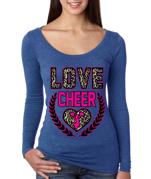 Love Cheer Leopard Womens Long Sleeve Shirt - ALLNTRENDSHOP - 5
