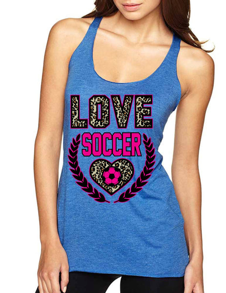 Love Soccer Leopard Womens Triblend Tanktop - ALLNTRENDSHOP - 4