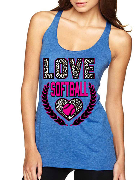 Love Softball Leopard Womens Triblend Tanktop - ALLNTRENDSHOP - 5