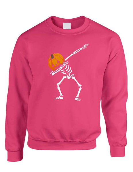 Adult Sweatshirt Dabbing Pumpkin Cool Dab Scary Halloween Skeleton