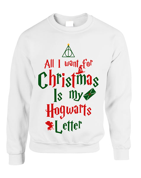 Adult Sweatshirt All I Want For Xmas Is Hogwarts Letter Holiday Top