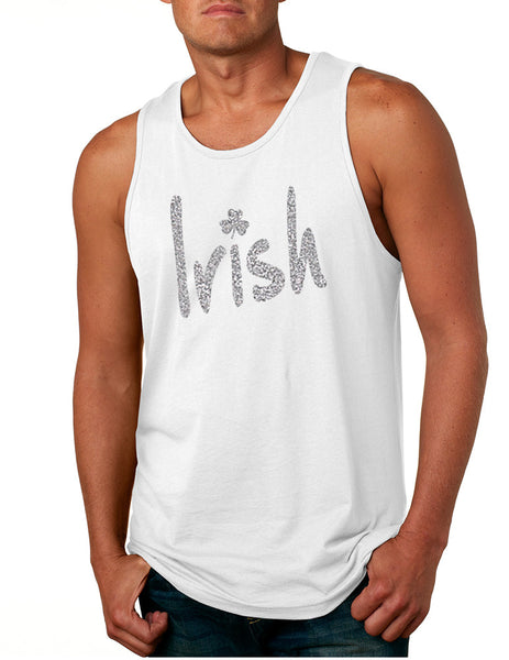 Men's Tank Top Irish Glitter Silver Shamrock St Patrick's Top