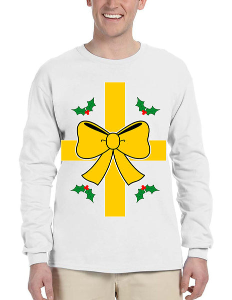 Men's Long Sleeve Christmas Gift Wrap Xmas Ugly Funny Shirt - ALLNTRENDSHOP - 5