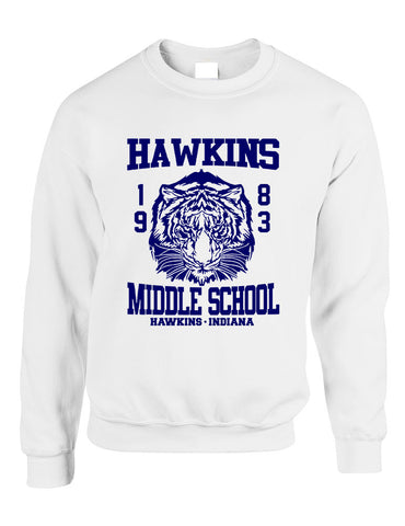 Adult Crewneck Sweatshirt Hawkins Middle School 1983 - ALLNTRENDSHOP - 1