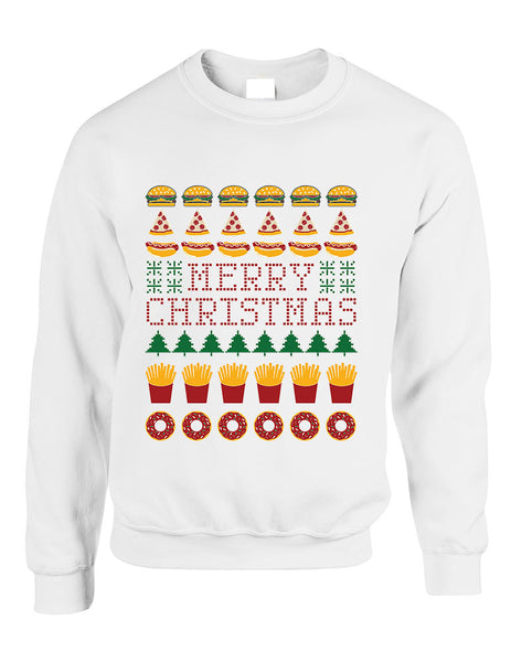 Adult Crewneck Junk Food Merry Christmas Ugly sweater Humor Top - ALLNTRENDSHOP - 4